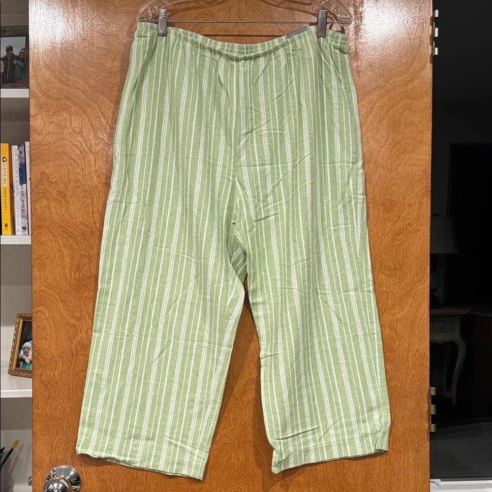 Chico's Green Striped Capris